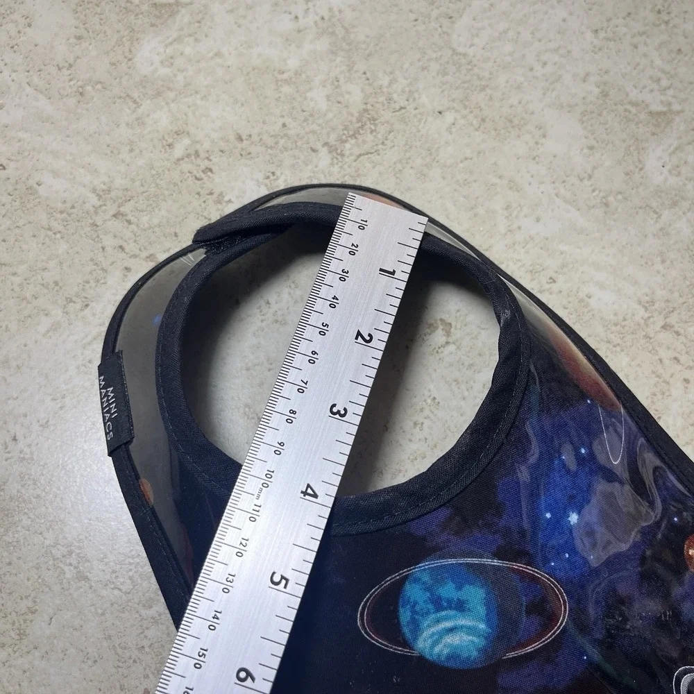 Mini Maniacs‎ Outer Space Galaxy Baby Bib With Faux Leather Backing Made In USA